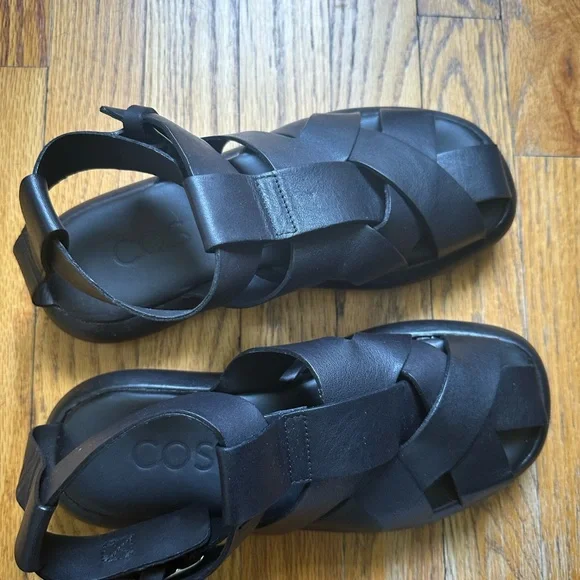 COS Black Leather fisherman Sandals size US 7/ EURO 38 - Picture 3 of 7